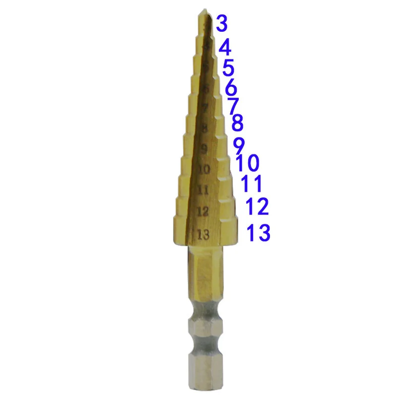 Професионални Дървообработващи Инструменти Стъпка Пробийте Отвор на Режещия HSS Шестостенния Джолан Пагода Метална Стоманена Режещ Инструмент за Ламарина 3-13 мм