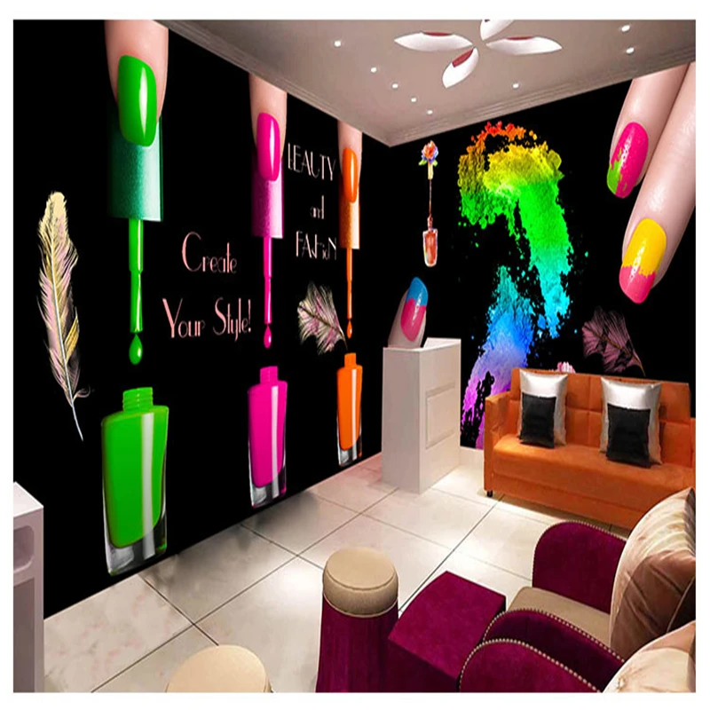 wellyu Съединените Щати персонални 3D лак за нокти акварел графити тапети салон за красота грим ноктите салон фон