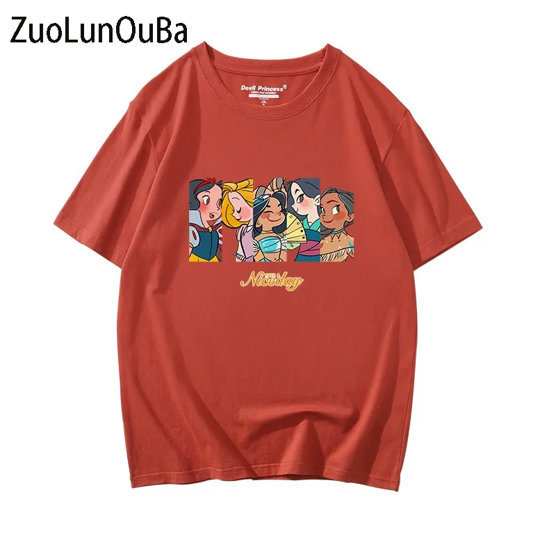 ZuoLunOuBa Лятна Мода Аниме Harajuku Тениска Дамска Червен Кръг Деколте Къс ръкав Тениски, Потници
