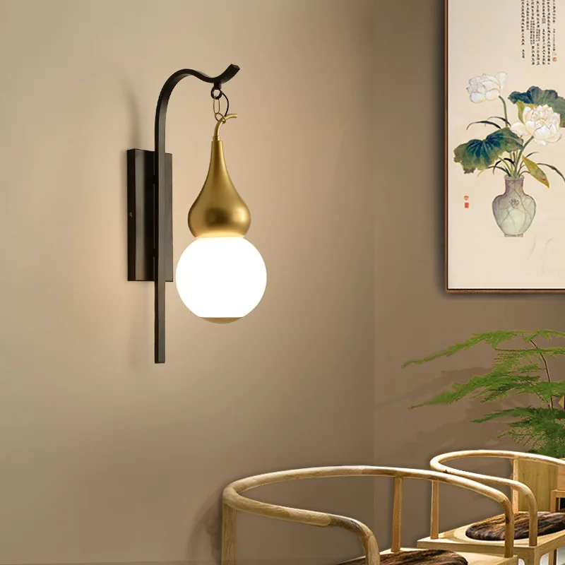 Casarton нов китайски стил Креативна тиква led монтиран на стената лампа, хол, веранда, с монтиран на стената лампа, спалня нощни лампи коридор коридор лампа