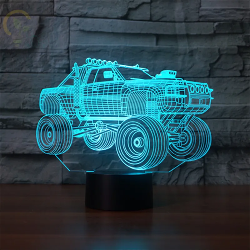 Подаръци Новост 3D Автомобил Led Нощни лампи 3D Led Маса с Настолна Лампа 7 Цвята с Промяна на Автомобила 3D лампа За Детска Спалня