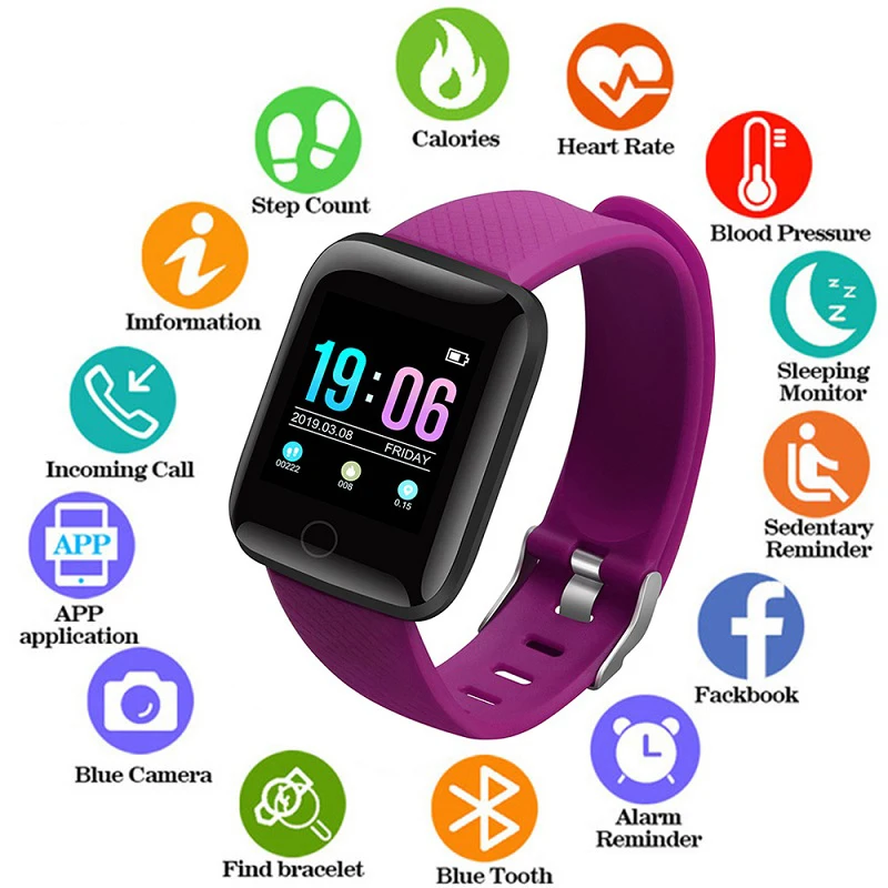 Умни Спортни Часовници, Водоустойчиви Часовници за Измерване на Кръвното Налягане, Сърдечната Честота, Шагомера, Калории, за ios и Android, Фитнес Ръчен Часовник + Кутия 2020