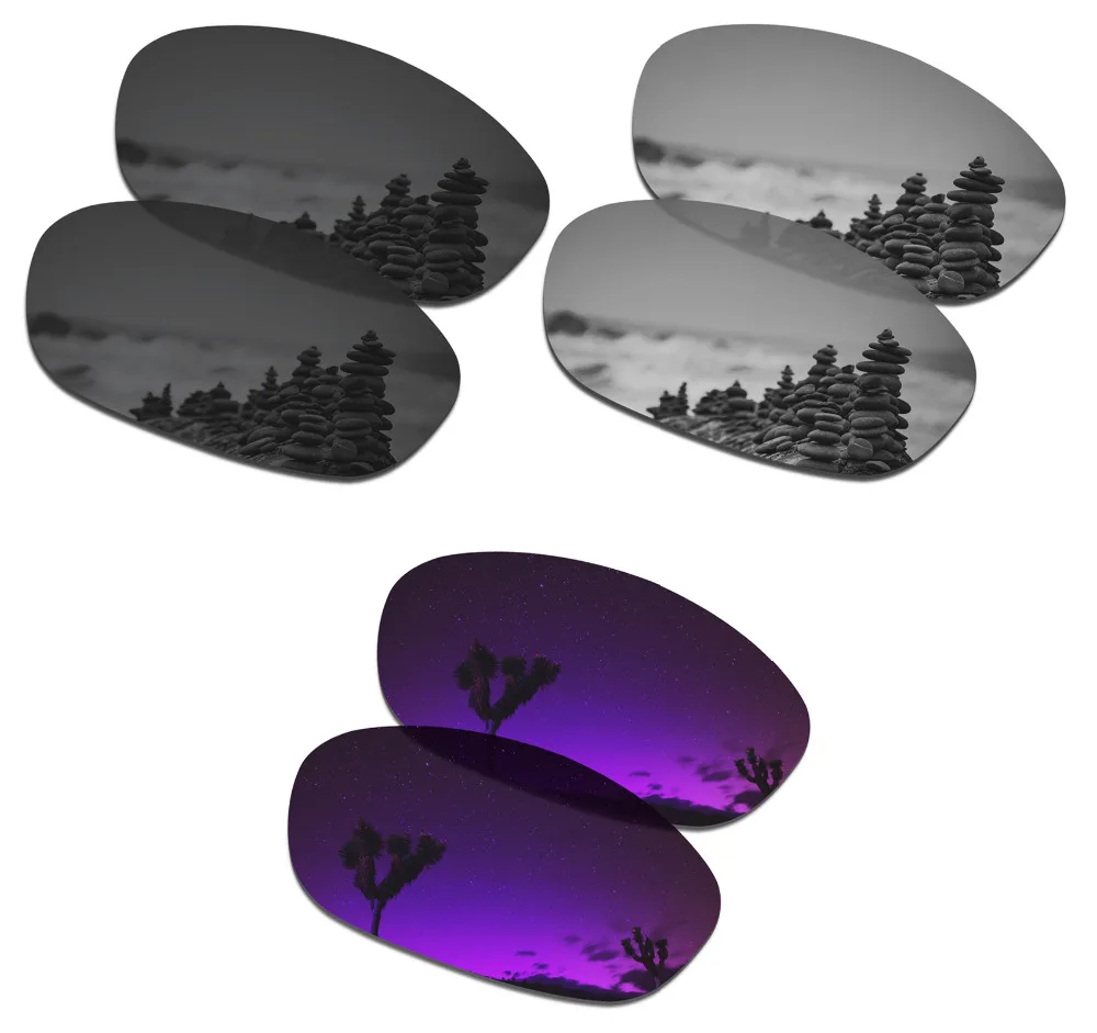 SmartVLT 3 Чифта Поляризирани Очила Сменяеми Лещи за Oakley XS Fives Стелт Черен и Сребрист цвят Титан и Плазмен Лилаво
