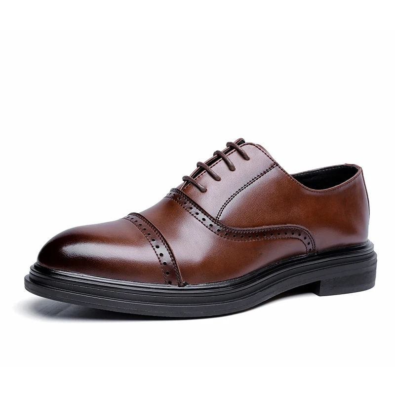 Мъжки обувки в британския стил; сезон пролет-лято; Дишаща Кожена ежедневни обувки с вътрешната тапицерия от Парченцата; Бизнес официалната Сватбени обувки