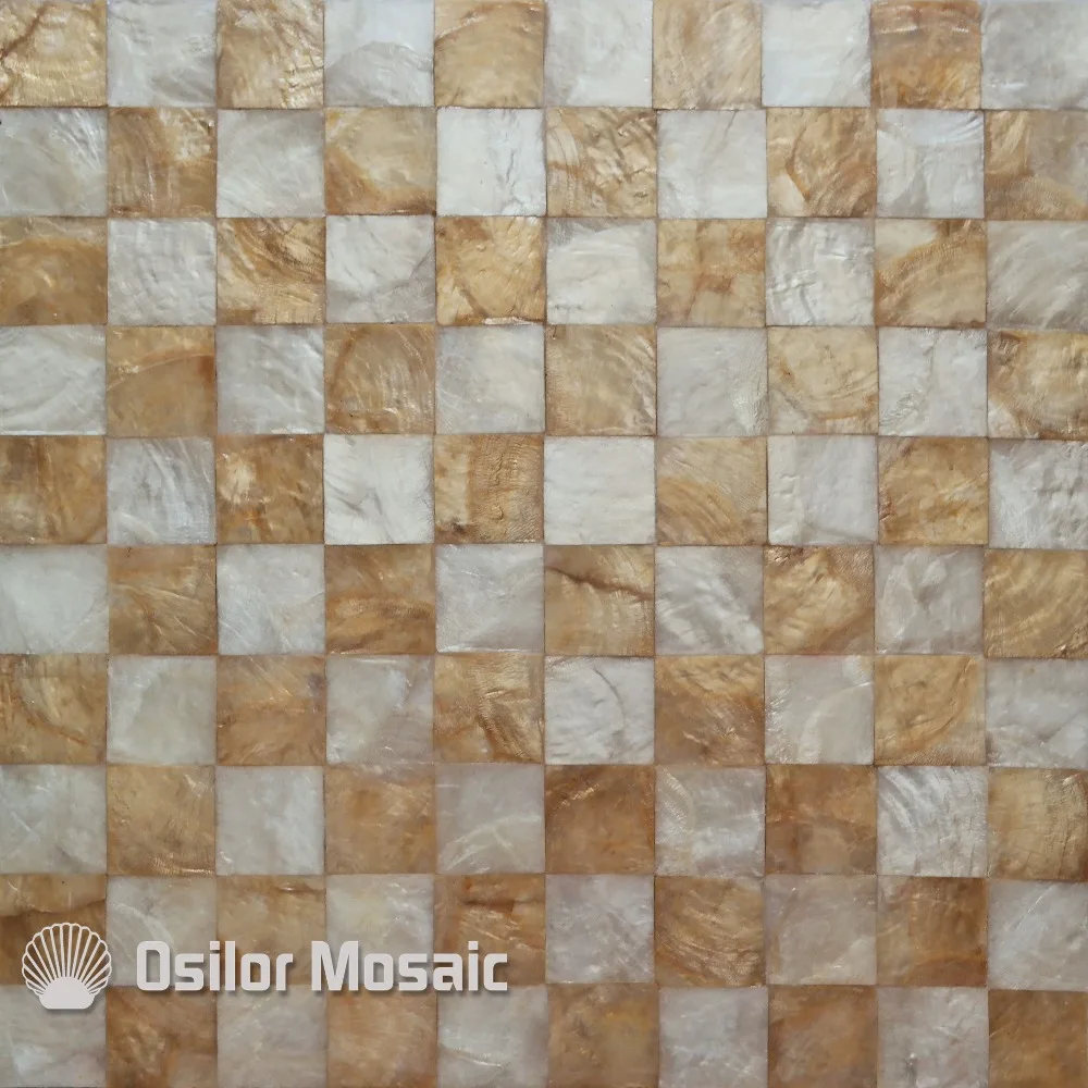 Златисто-бяла цветна натурална 100% мивка capiz от перламутровой мозайка плочки за хола или на тавана,