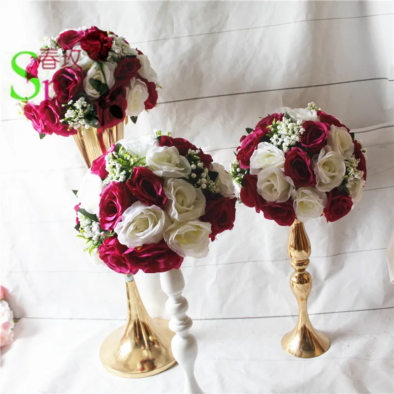 SPR сватбена маса център цвете за декорация топката сватбена път олово изкуствена флора сватбен фон украса украса