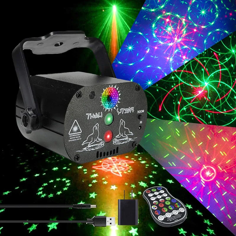 RGB LED Usb Power Мини С Лазерен Лъч Светлина DJ Коледно Парти с Ефект на Строба Проекция на Диско Атмосфера на Светлина