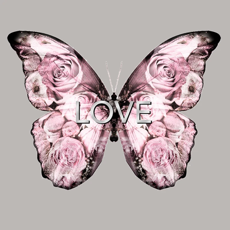 Розова Пеперуда На Поръчка Кръпка Vinyl Мода Сам Върховете Апликация На Топлопреминаване Лепенки За Раницата Рокли За Момичета Направи Си Сам Кръпка