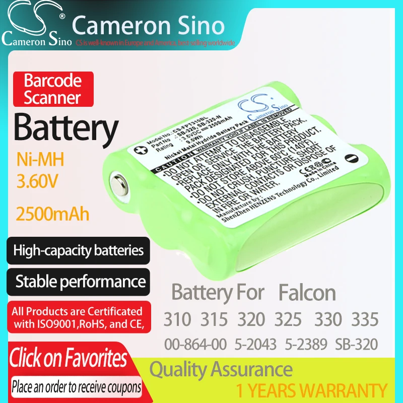 CameronSino Батерия за Falcon 310 315 320 325 330 335 00-864-00 5-2043 5-2389 е подходящ за батериите на баркод скенер TRILITHIC TR-3 TR3