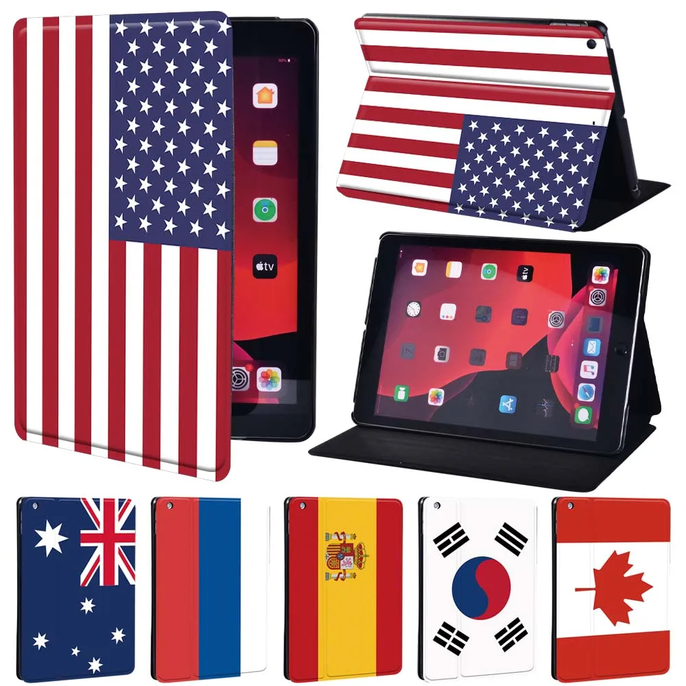 Калъф-поставка от изкуствена кожа за Apple iPad 5th/6th/7th/8th/9-ти /Mini 1/2/3/4/5/6/Ipad 2/3/4 Калъф за таблет с изображение на Националното знаме