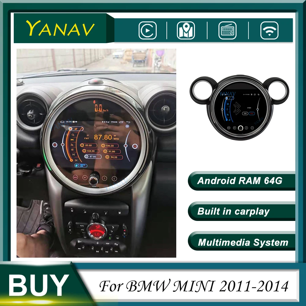 Android 2 Din Радио Стерео Приемник За BMW MINI 2011-2014 GPS Навигация на Видео Мултимедийна Система за MP3 Плейър с Carplay