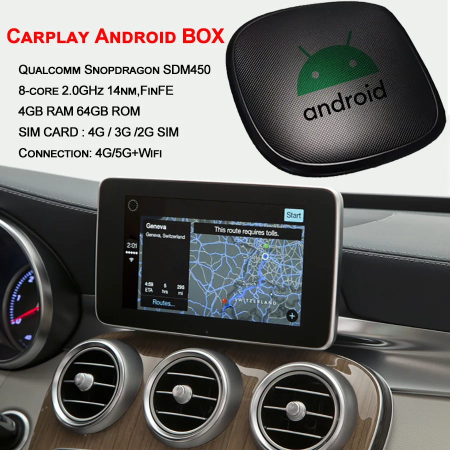 64 GB Вградена Памет Автомобилен Мултимедиен Бокс Видео Android Carplay Кутия За MERCEDES Benz CLA GLC GLS GLE CLS CLB SL Клас A/B/C/E/S-Клас