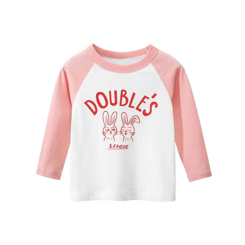 Долната риза с анимационни герои за момичета, Памучен Детски дрехи, Дрехи Пролет-есен Нова Тениска с дълъг ръкав за деца от 2 до 6 години, Розови Детски блузи