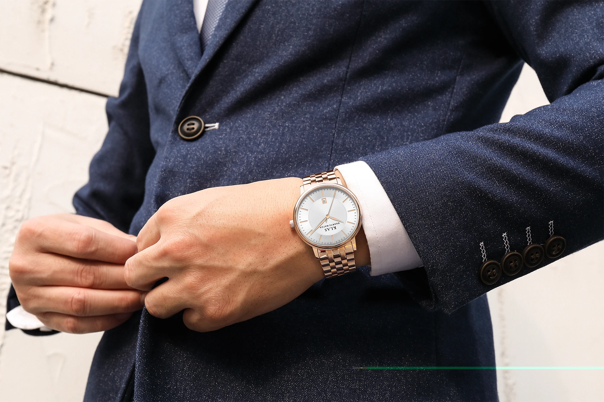 Корпоративна Обичай мъжки лого, часовници, кожена каишка от неръждаема стомана silver KLAS brand